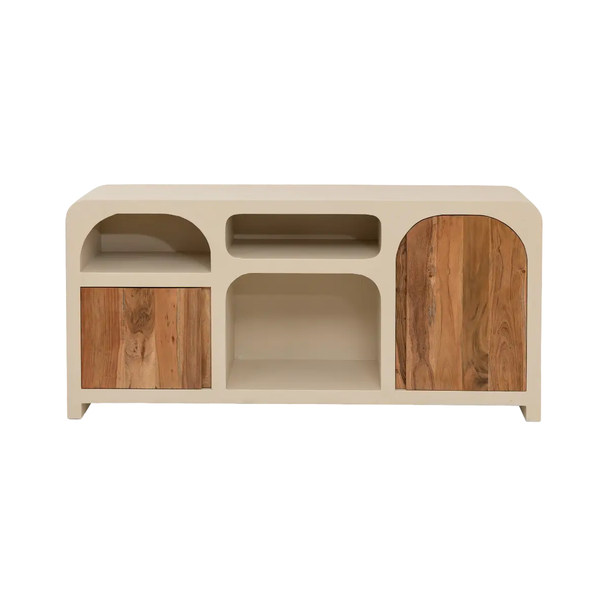 Buffet Pramepito en MDF effet béton et bois d'acacia