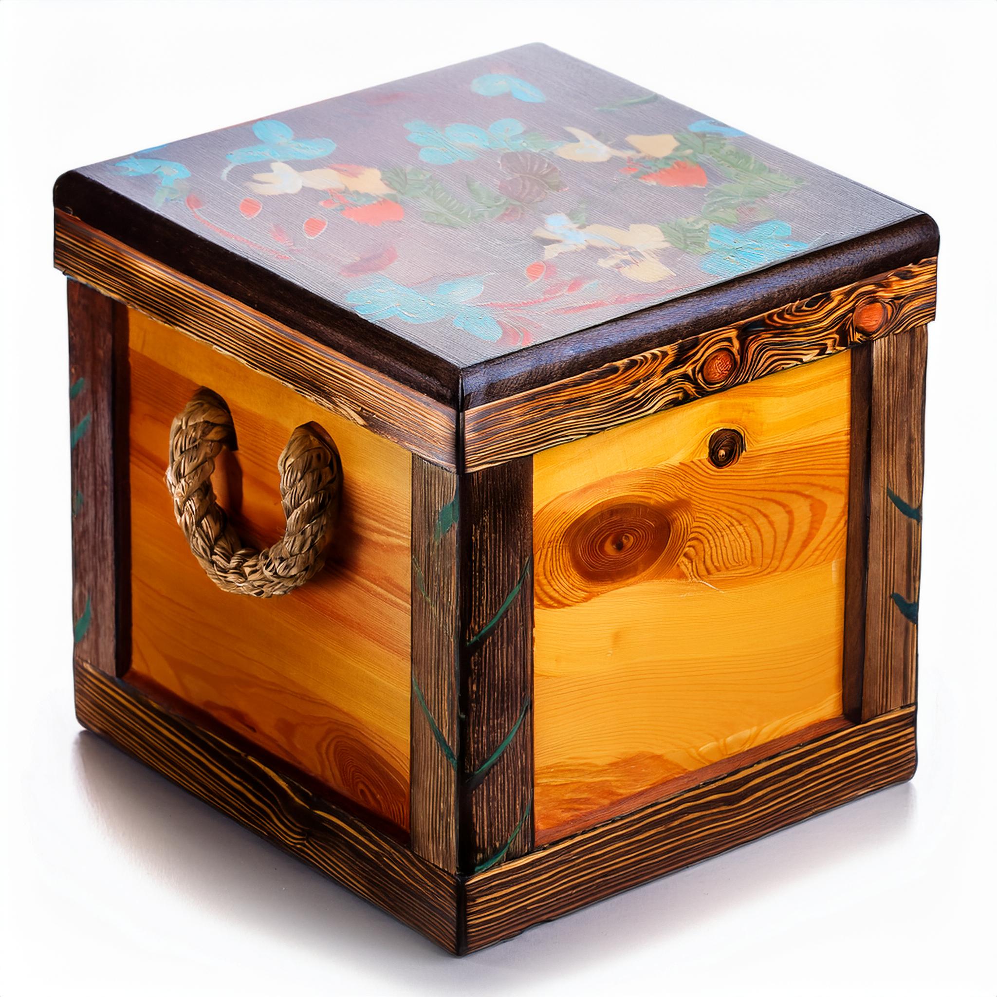 Coffre à jouets en hêtre peint