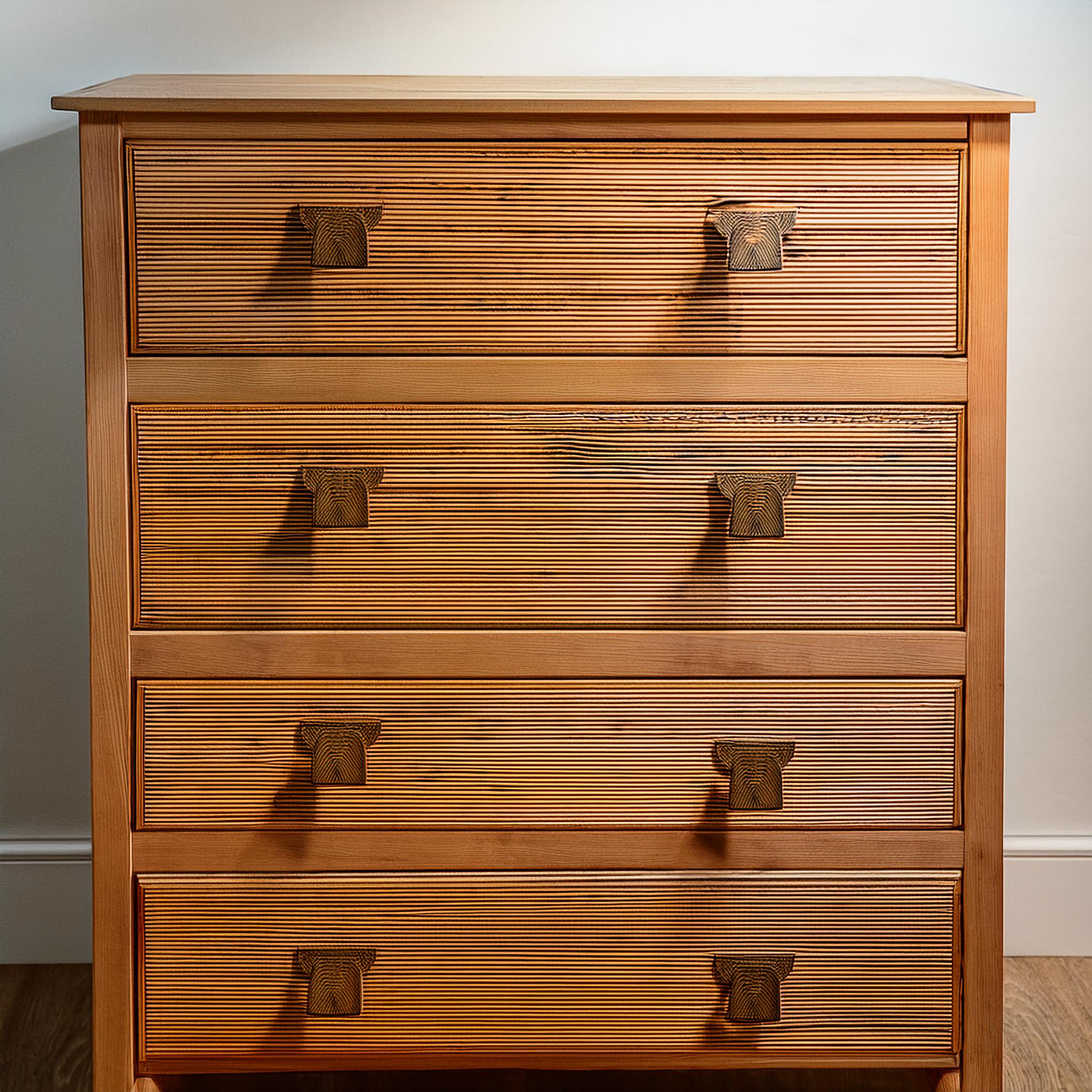 Commode à quatre tiroirs en bouleau