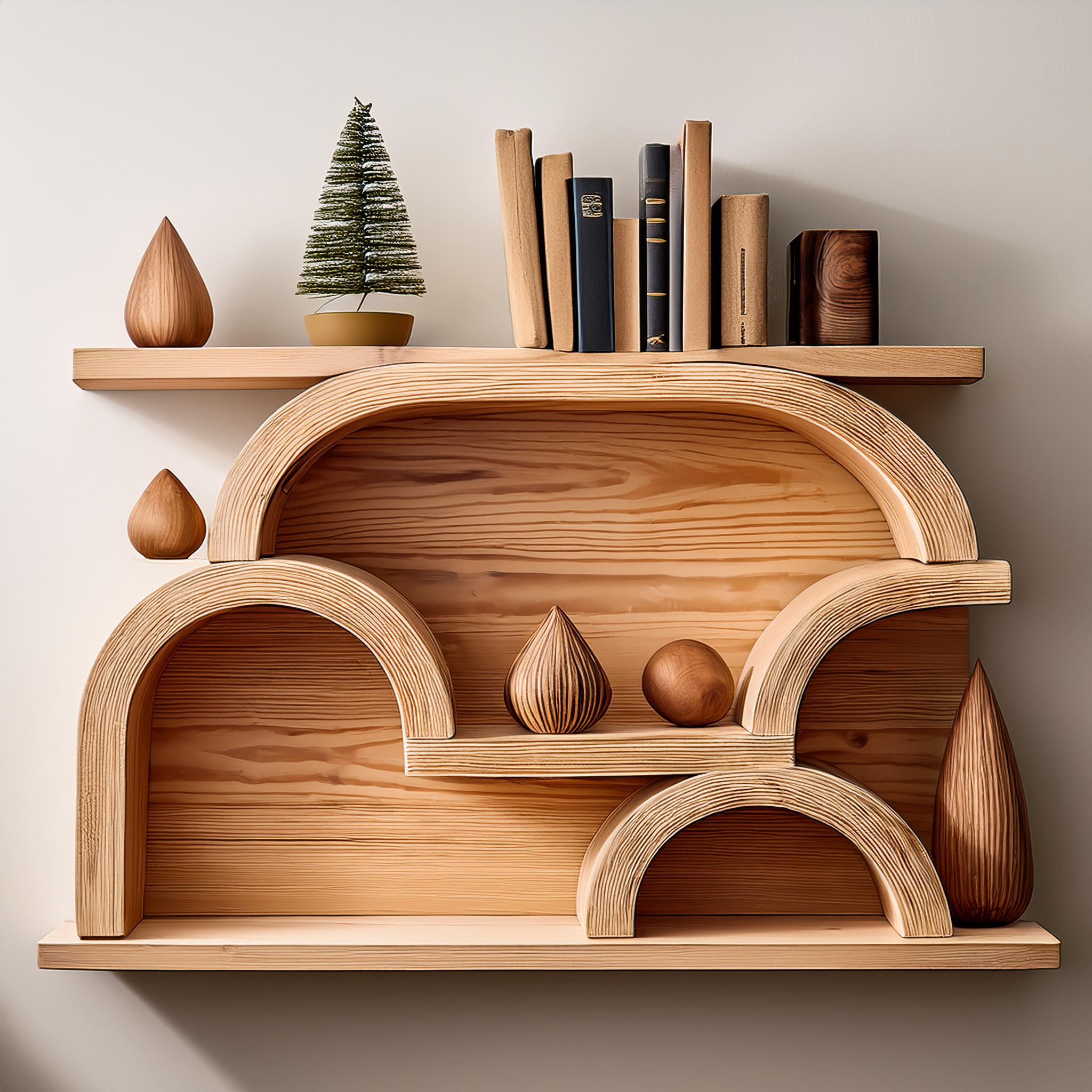 Étagère murale en pin avec formes ludiques – Image 2