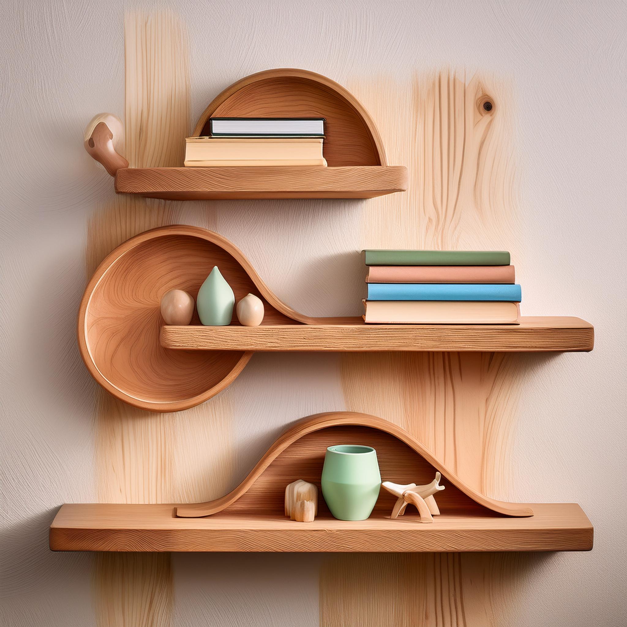 Étagère murale en pin avec formes ludiques