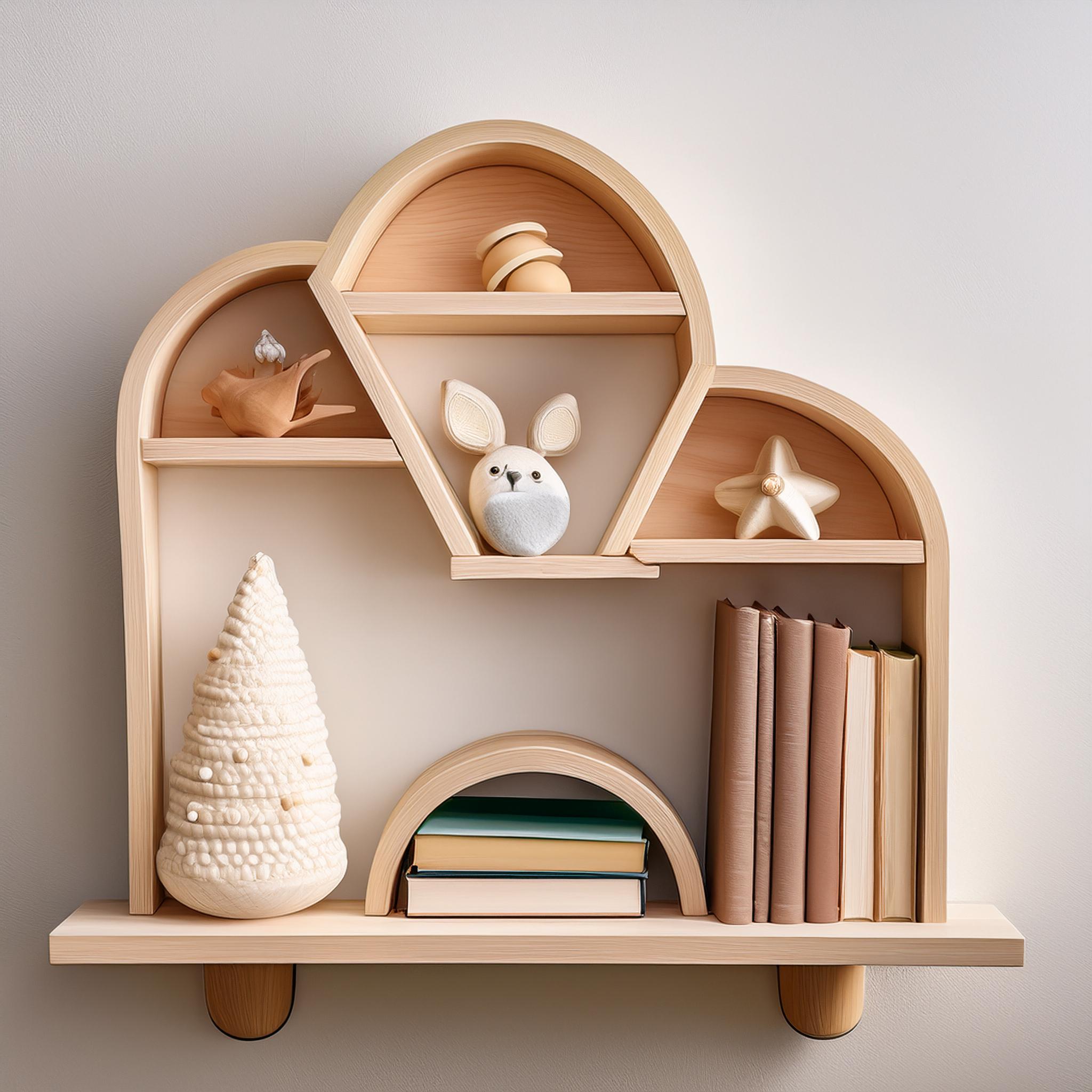 Étagère murale en pin avec formes ludiques – Image 4