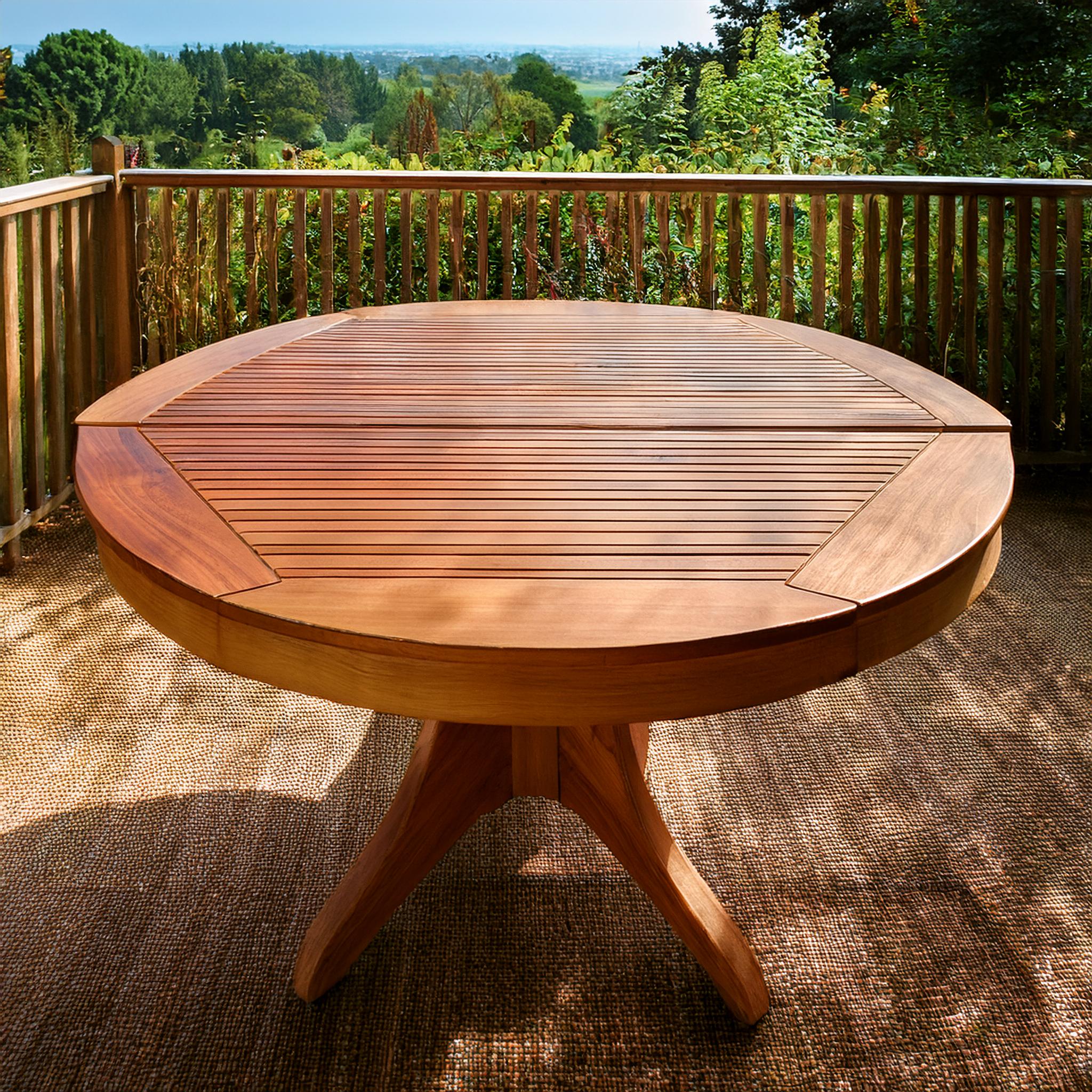 Table de jardin en teck avec piètement en bois